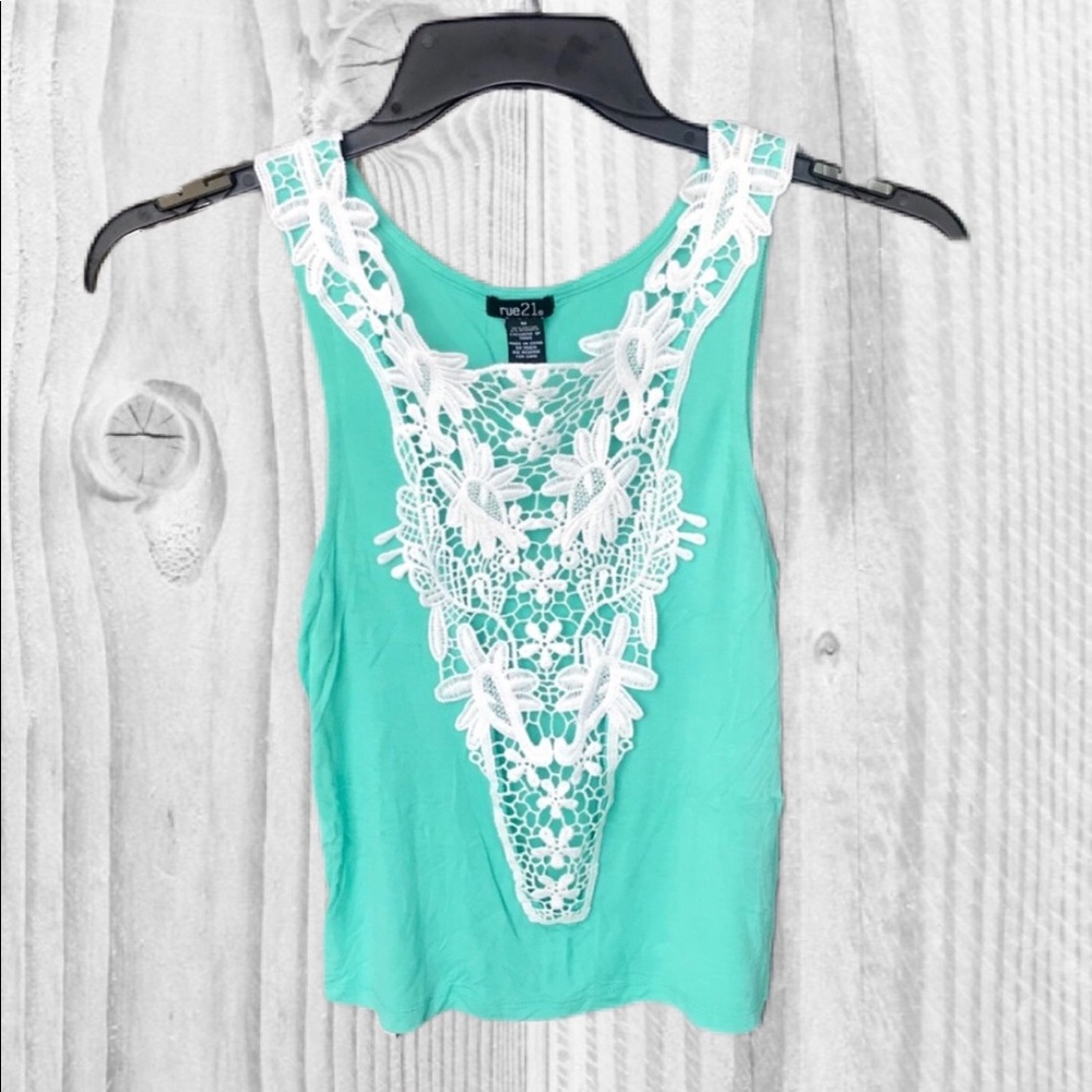 🍁 Rue21 Teal Lace Tank Top Size M SUPER CUTE!